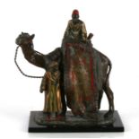 After Franz Bergman, a 20th century cold painted spelter petrol striker table lighter of a camel