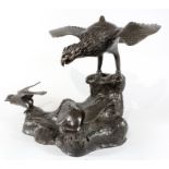 A 19th century Japanese censer Eagle & birds on a rocky outcrop