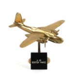 A brass model of the WW2 light bomber the Douglas A20 Boston Havoc with spinning propellers