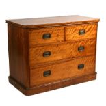A Victorian satin birch chest of two short and two long graduated drawers, 106cms (41.75ins) wide