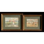 Walter Duncan (1848-1932) a pair of watercolour paintings - Figures Working in the Fields - signed