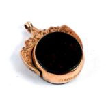 A 9ct gold blood stone set swivel pocket watch fob.Condition ReportGood condition, both hallmarked.