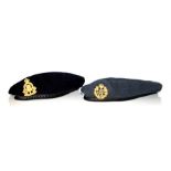 A WW2 Royal Air Force grey beret together with a Royal Army Service Corps black beret from the