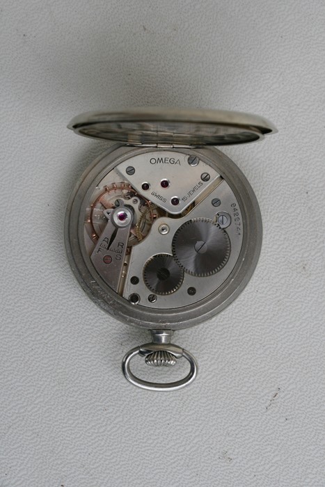 An Omega open faced pocket watch, the white enamel dial with Roman numerals and subsidiary seconds - Image 4 of 5