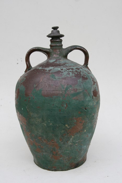 A large pottery two-handled jar, 43cms (17ins) high.Condition Report Stopper associated, a small - Image 8 of 8