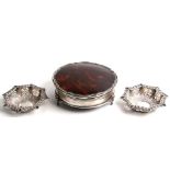 An Asprey silver and tortoiseshell trinket box; together with two silver pierced pin dishes (3).