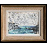 Post Impressionist school - Coastal Seascape - oil on board, framed, 30 by 23cms (11.75 by 9ins).