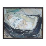 Mid 20th century Modern British - Baby in a Pram - oil on canvas, framed, 91 by 71cms (35.75 by
