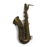 An Evette & Schaeffer baritone saxophone, numbered 11421.