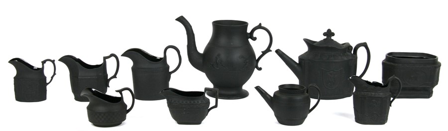 A quantity of 18th / 19th century Black Basalt jugs and teapots.