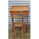 A vintage school desk and chair, the desk 56cms (22ins) wide.