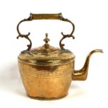 A large Victorian brass kettle, 35cms (13.75ins) high.