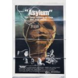 An original vintage movie poster for 'Asylum', folded as issued, approx 68 by 102cms (26.75 by