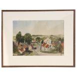 Modern British - Urban Street Scene - watercolour, framed & glazed, 36 by 25cms (14 by 9.75ins).