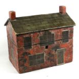 A 19th style century perfume caddy in the form of a cottage, interior fitted with a pair of cut