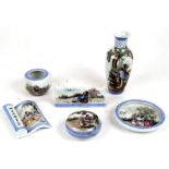 A group of Chinese Republic style ceramics decorated with figures and calligraphy, to include a