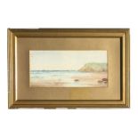 E Goodwin - Coastal Scene - watercolour, framed & glazed, 33 by 15cms (13 by 6ins).