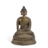 A bronze figure of a seated Buddha, 15cms (6ins) high.