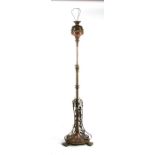 A late 19th century brass telescopic oil standard lamp (converted to electricity).