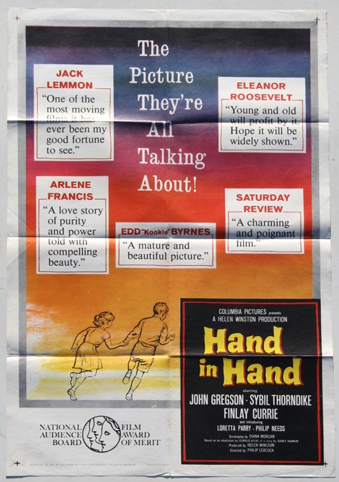 An original vintage movie poster for 'Hand In Hand', folded as issued, approx 68 by 102cms (26.75 by