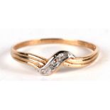 A 9ct gold and diamond ring, approx UK size 'O'.