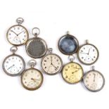 A group of military open faced pocket watches to include Cyma Moeris and Helvetia (a/f).