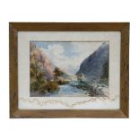 Late 19th century continental school - Mountainous River Scene - indistinctly signed and dated 1887,