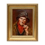 A J Gibbon (early 20th century school) - Portrait of a Fisherman Smoking a Clay Pipe - signed and