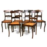 A set of six 19th century rosewood dining chairs with caned seats.