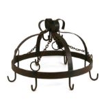 A set of Georgian style steel pan hooks, 44cms (17.5ins) diameter.