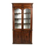 An oak bookcase with leaded glass doors, 91cms (36ins) wide.