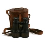 A pair of WWII Air Ministry binoculars in leather case.