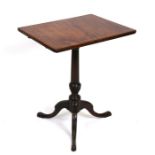 A 19th century rectangular occasional table on turned column and tripod base.