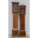 Two 19th century oak long case clock cases.