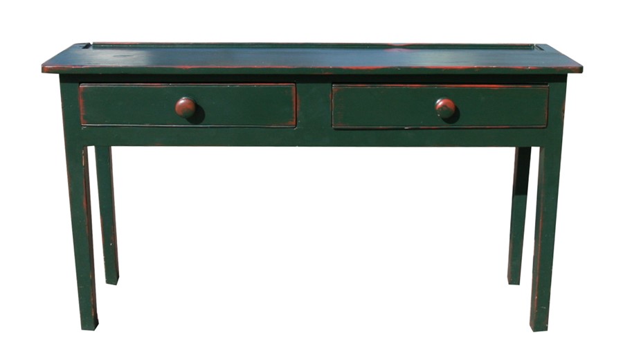 A 19th century distressed painted pine dresser base with two frieze drawers, on square tapering - Image 2 of 2