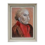 B Preston (20th century British) - The Gentleman, Portrait of a Gentleman Wearing a Red Scarf -