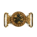 A 19th century two part silver and gilt belt buckle clasp to the Bengal Staff Corps. Overall width