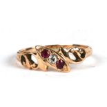 An 18ct gold ruby & diamond ring, approx UK size 'N'.