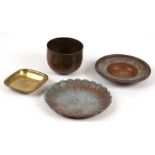 A group of four silversmiths apprentice copper and brass items inscribed after John Emes, Henry