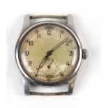 A steel cased military wristwatch with subsidiary seconds dial, with 15-jewel un-named movement