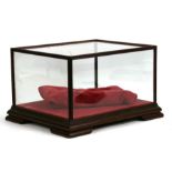 A mahogany framed glass display box, 30cms (12ins) wide.