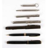A group of fountain pens and propelling pencils to include Swan & Conway Stewart.