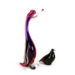 A large Murano Art glass duck, 43cms (17ins) high; together with a Wedgwood desk weight in the