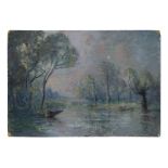 Bonello (Maltese) impressionist style river scene - Figure in a Boat - signed lower left, oil on