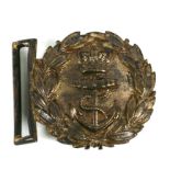 A 19th century brass Royal Navy belt buckle clasp. Overall width 6.5cms (2.5ins)