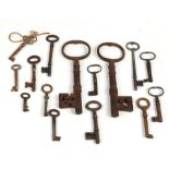 A quantity of antique steel door and cabinet keys.