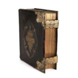 A Victorian Reverend John Brown brass bound leather bible, 33cms (13ins) high.