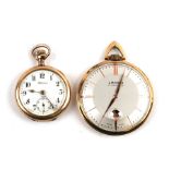 A Lanco gold plated open faced pocket watch with date aperture; together with a Tavannes open