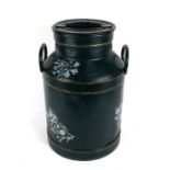 A Dutch hand painted aluminium milk churn, numbered '3423', 51cms (20ins) high.