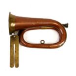 A good quality copper and brass military bugle engraved Somerset & Dorset 1937 together with a brass